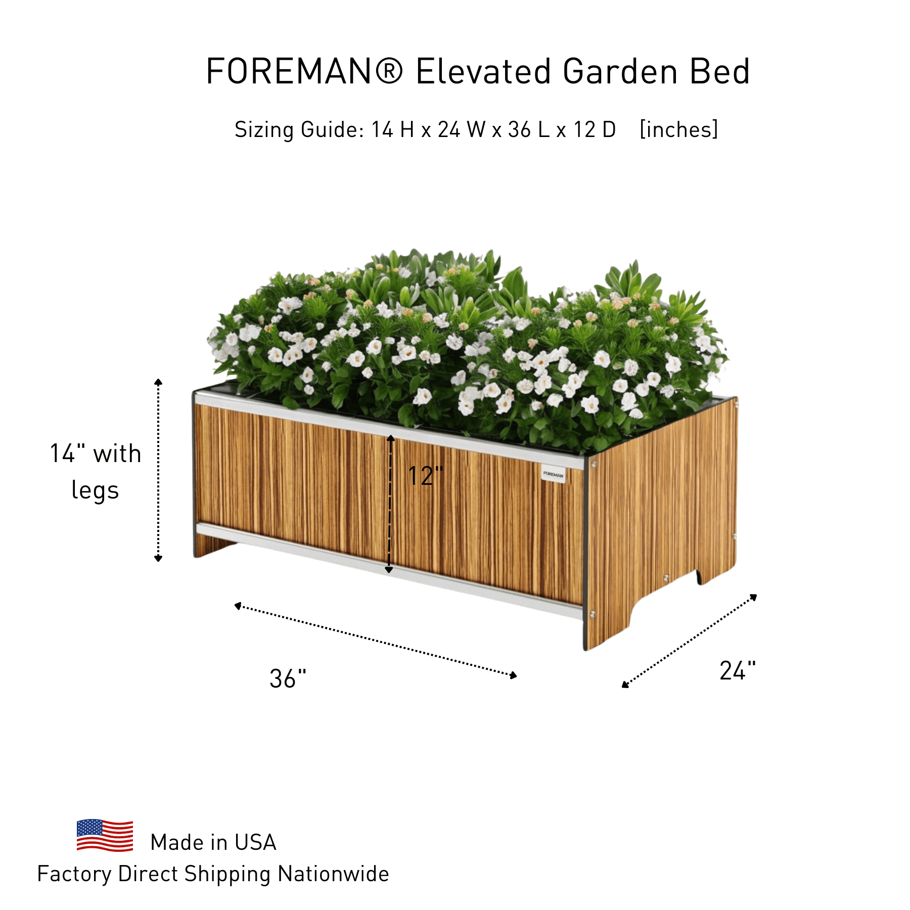 FOREMAN® Raised Garden Bed - Elevated w/ Drainage - FOREMAN® Products