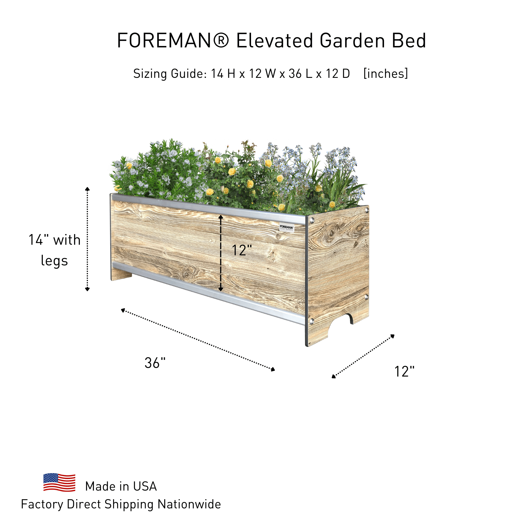 FOREMAN® Raised Garden Bed - Elevated w/ Drainage - FOREMAN® Products
