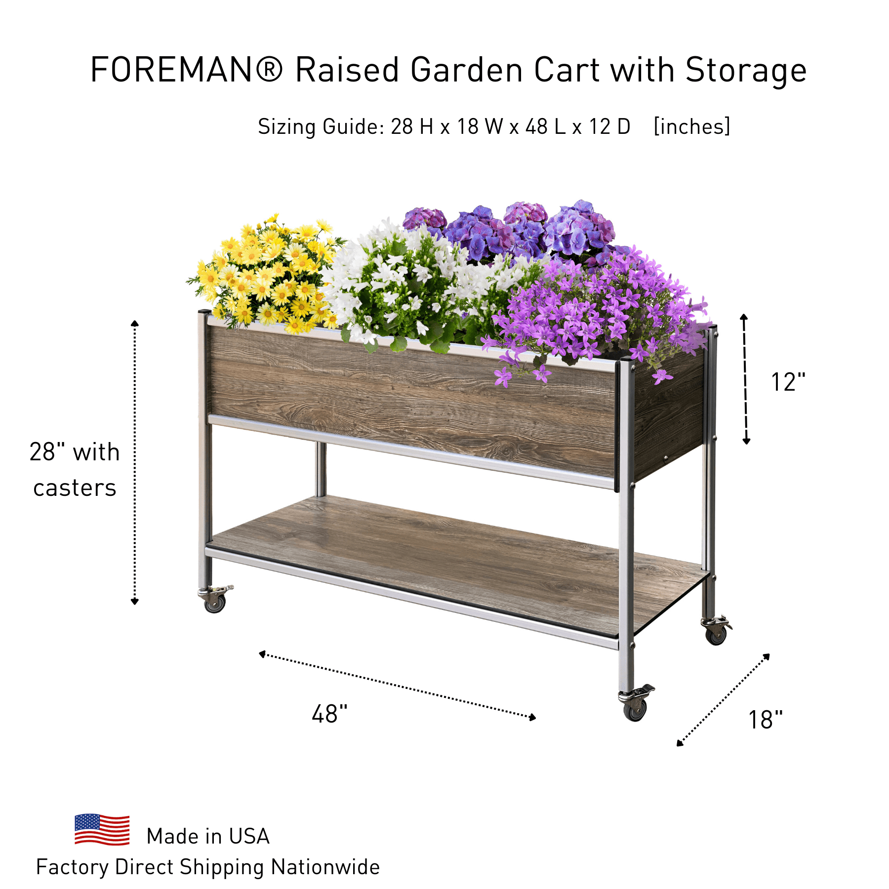 FOREMAN® Raised Garden Cart with Storage - FOREMAN® Products
