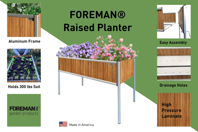 FOREMAN® Raised Garden Bed Long - Made from Premium HPL and Aluminum 48"W-24"D-30"H - FOREMAN® Products