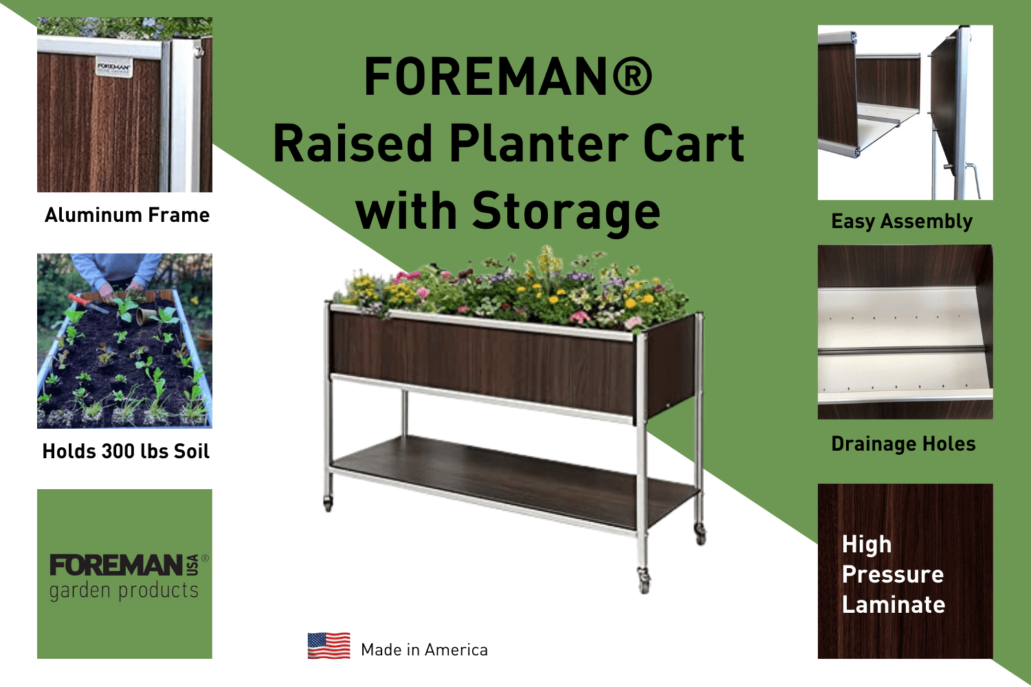 FOREMAN® Raised Garden Cart with Storage - FOREMAN® Products