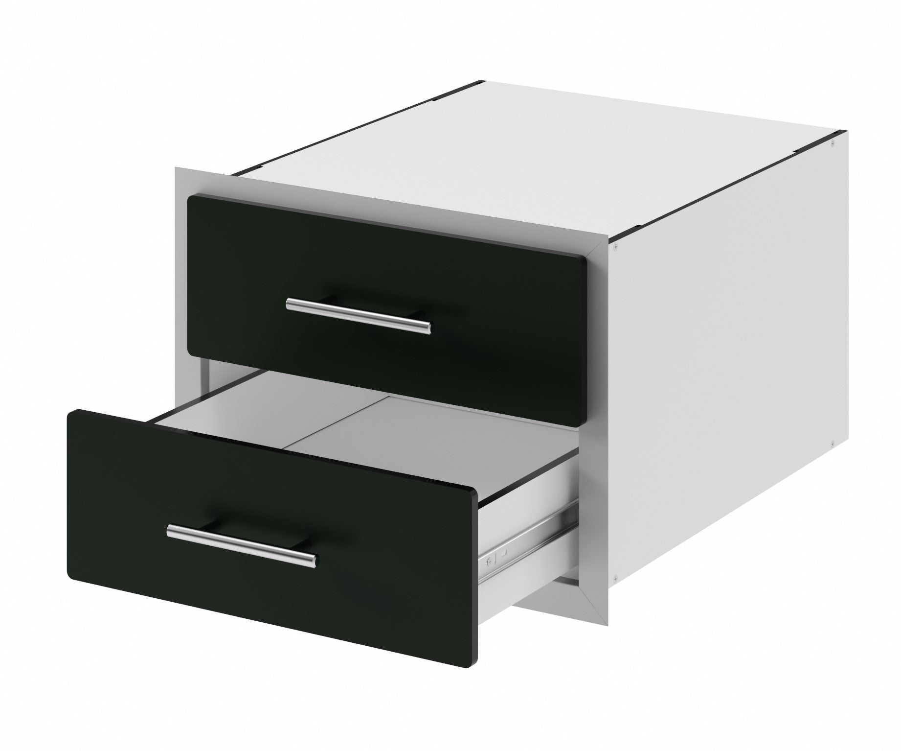 Outdoor Kitchen Drawer Premium HPL Plastic for BBQ Island, Grilling Station and Outside Cabinet, Double 17"Wx12"Hx21"D