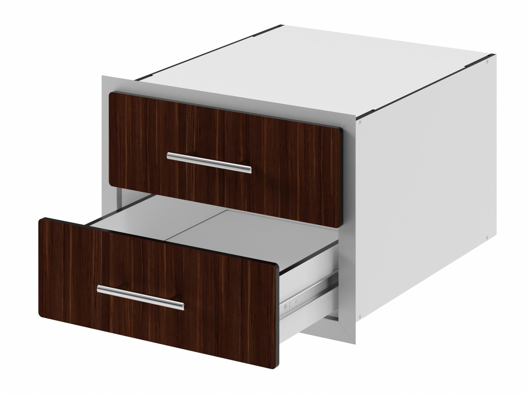 Outdoor Kitchen Drawer Premium HPL Plastic for BBQ Island, Grilling Station and Outside Cabinet, Double 17"Wx12"Hx21"D