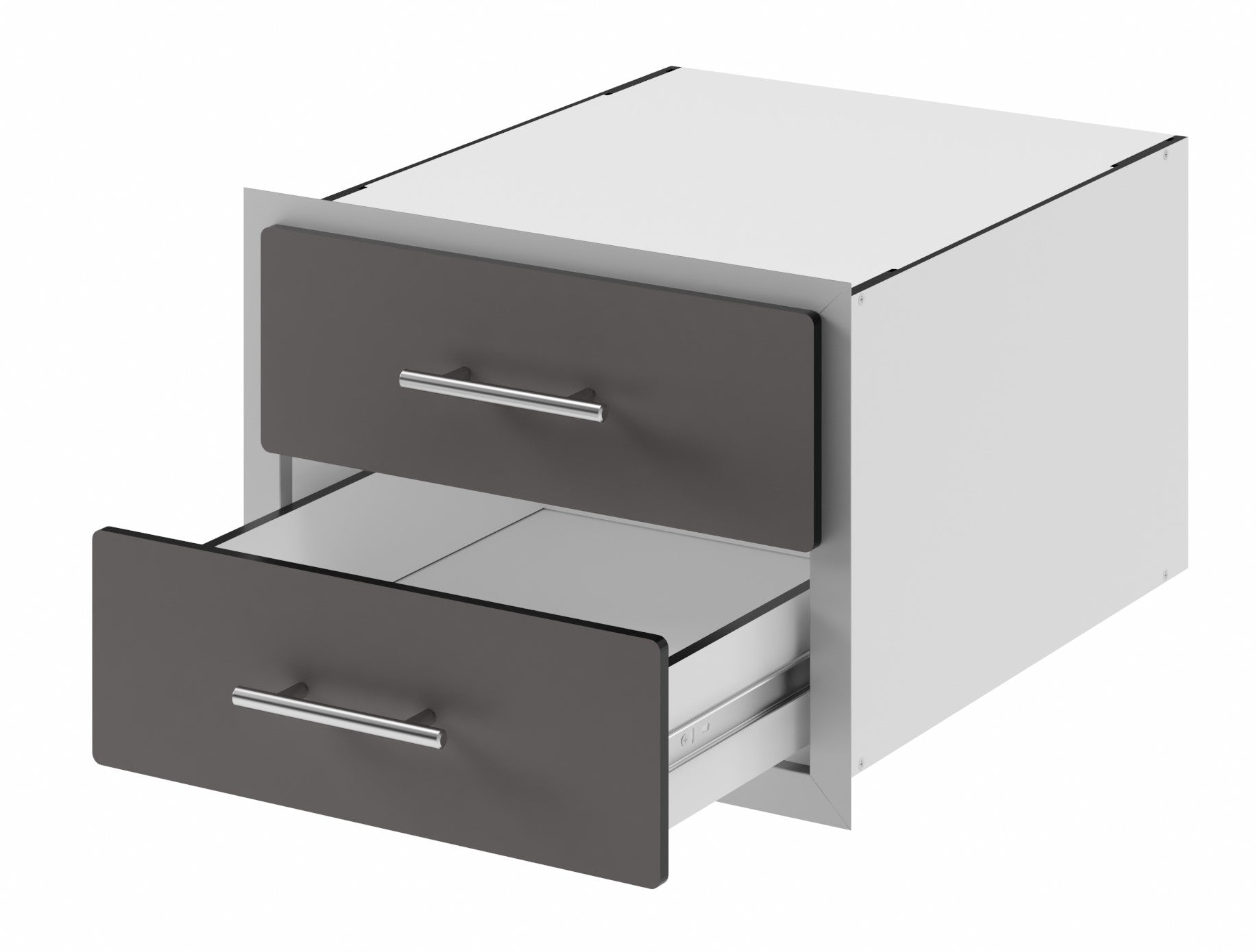 Outdoor Kitchen Drawer Premium HPL Plastic for BBQ Island, Grilling Station and Outside Cabinet, Double 17"Wx12"Hx21"D