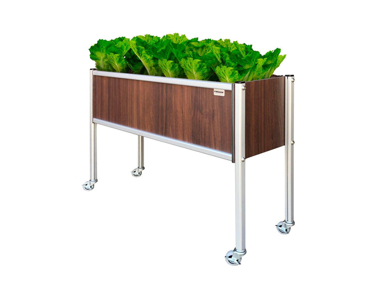 FOREMAN® Raised Garden Bed with Aluminum Legs and HPL Panels 36" x 12" x 27" with Wheels.