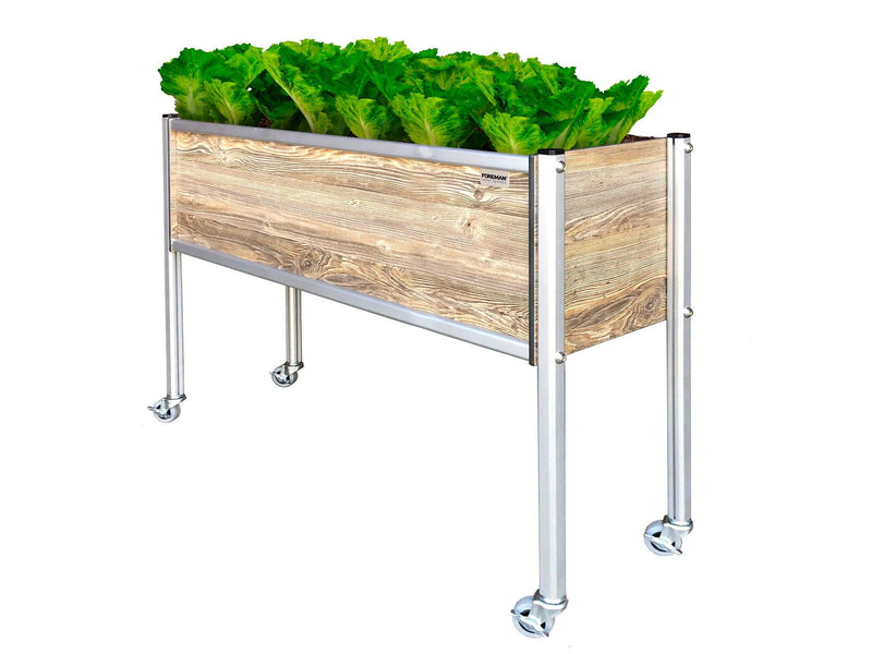 FOREMAN® Raised Garden Bed with Aluminum Legs and HPL Panels 36" x 12" x 27" with Wheels.