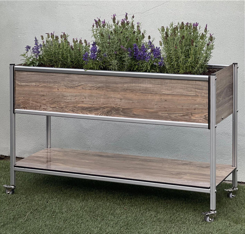 FOREMAN® Modern Elevated Planter Box with Legs &  Lockable Stainless-Steel Caster Wheels