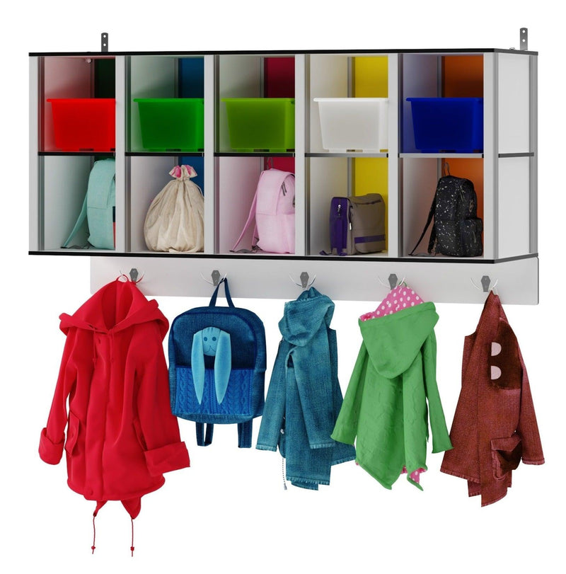 FOREMAN® Wall Mount Kids Cubbies with Coat Hooks, 10-Cubbies with 5 hooks - FOREMAN® Products