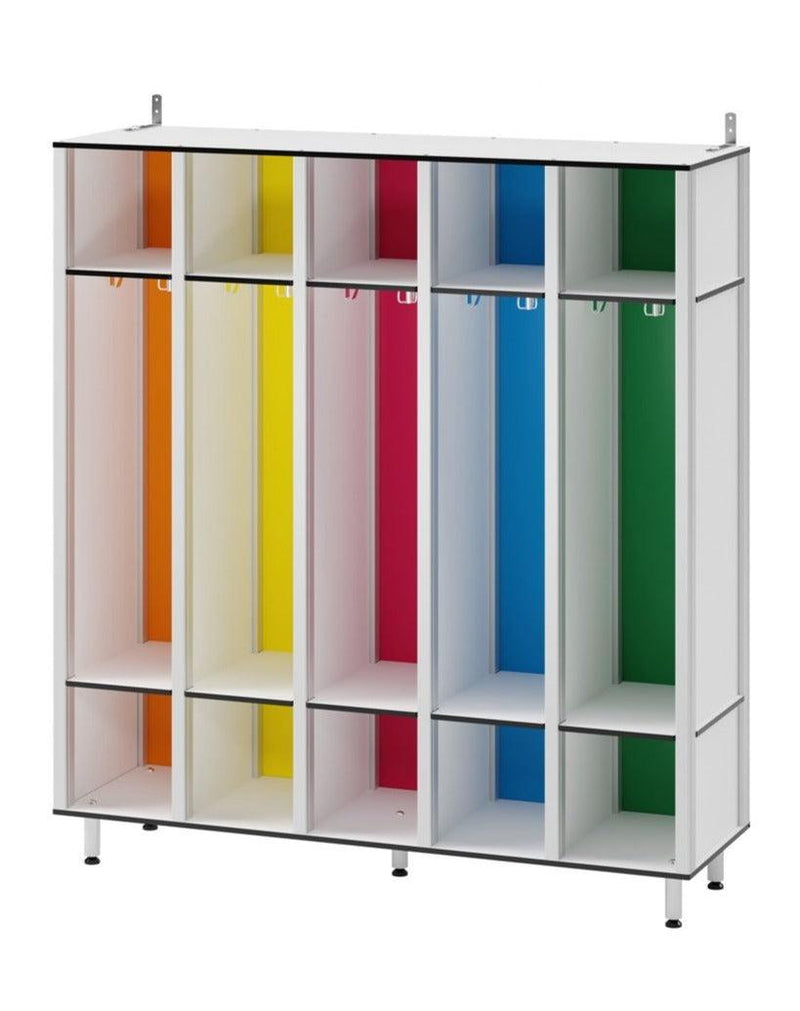 FOREMAN® Waterproof Kids Cubby / Locker Unit, 5-Section Colored Open Lockers with Coat Hooks - FOREMAN® Products