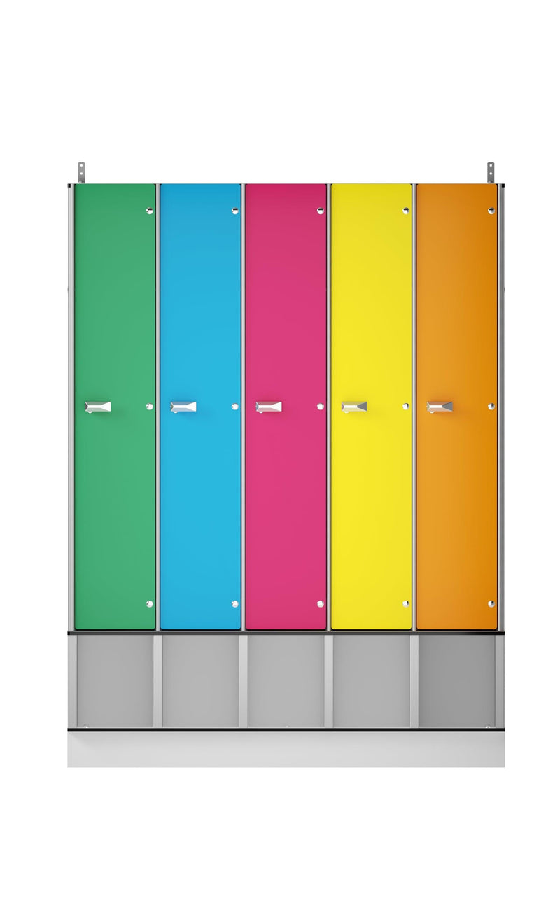FOREMAN® Kids 5 Locker Unit - Single Tier Waterproof Locker Unit with Shoe Cubbies and an Integrated Bench - FOREMAN® Products